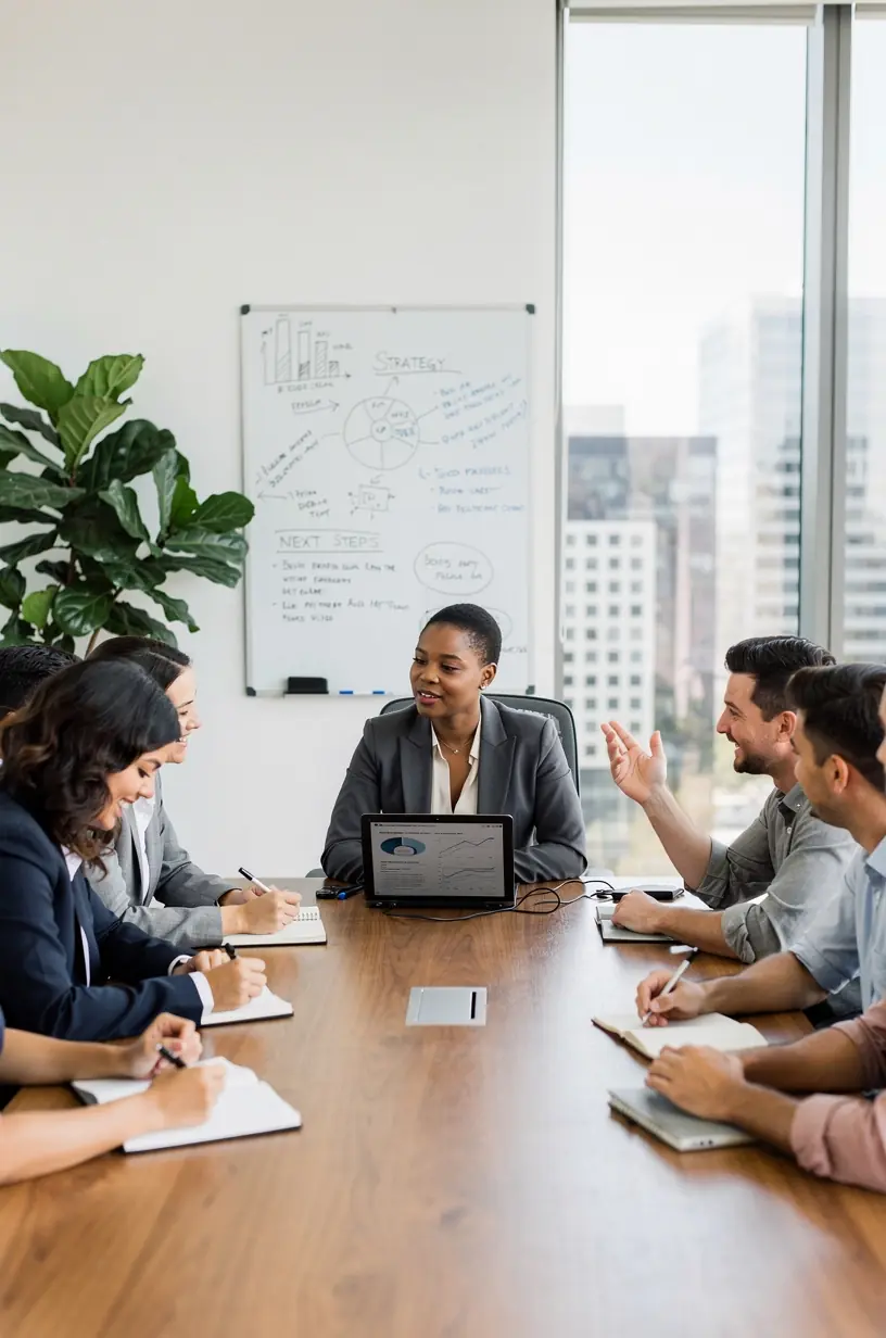 Freelancers collaborating on SEO strategies in shared office.